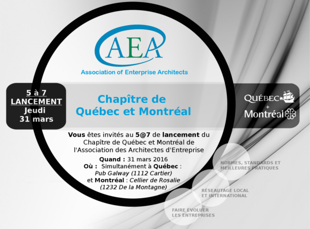 Annonce du lancement du chapitre des architectes d'entreprise de Québec et Montréal